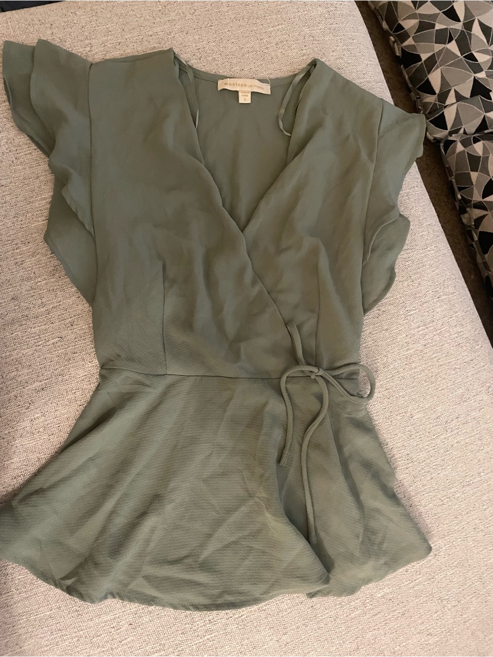 Talbots Olive Wrap Peplum Blouse